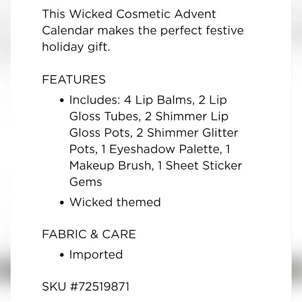 Taste‎ Beauty Wicked 12 Days of Beauty Advent Calendar